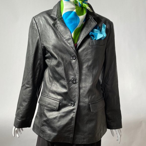 Black Genuine Leather Jacket by Ferrar - sz Med - Picture 7 of 16